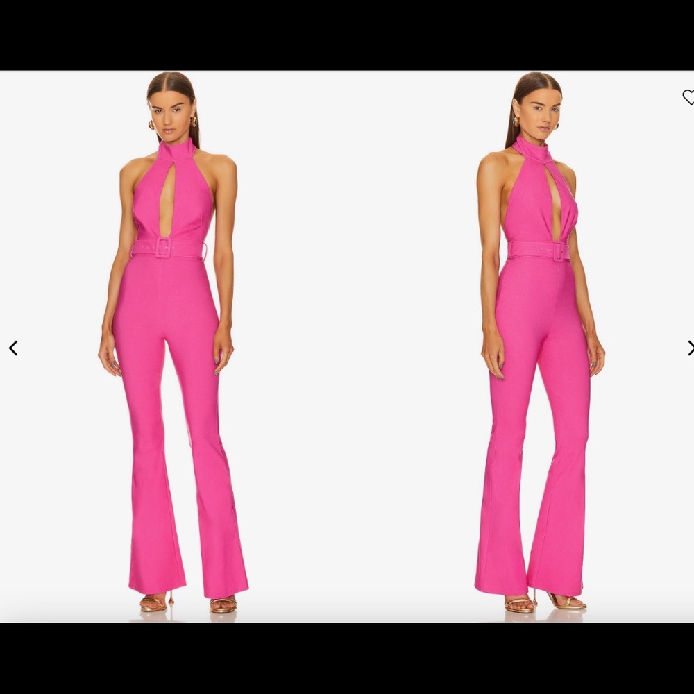 x Revolve Zadie Jumpsuit Michael Costello Vibrant Pink Halter Jumpsuit